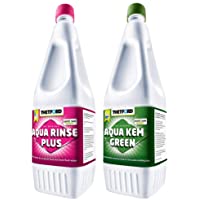 Thetford Aqua Rinse Plus 1-5 L + Aqua KEM Green 1-5 L Lot 2 liquides Toilettes Chimiques WC